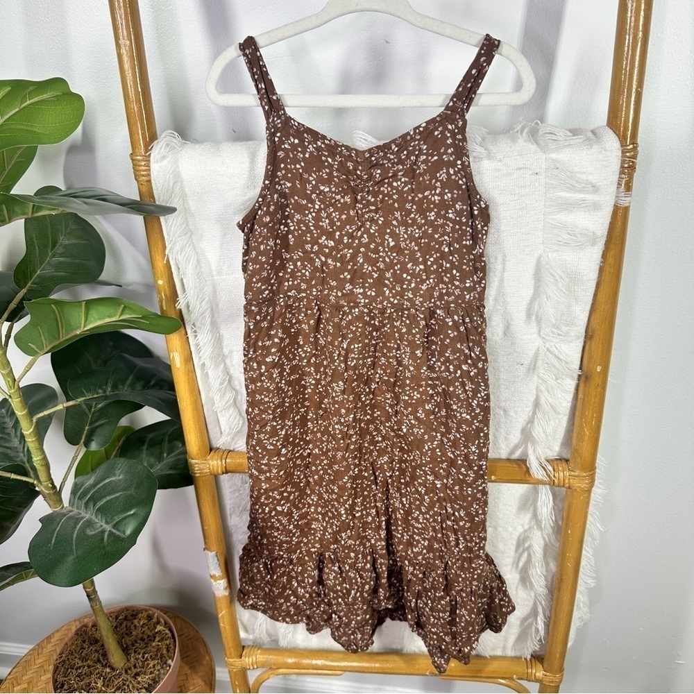 Girls Abercrombie and Fitch Brown Floral Dress sz 5/6
